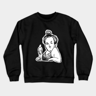 lady with glass of wine Crewneck Sweatshirt